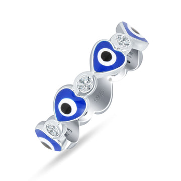 Heart 5mm Evil Eye Ring Round Cubic Zirconia 925 Sterling Silver Wholesale
